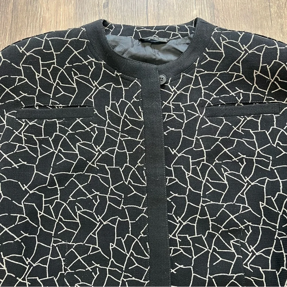 Gianni Versace Vtg Black White Wool Shearling Coat Button Jacket Retro Y2K 10